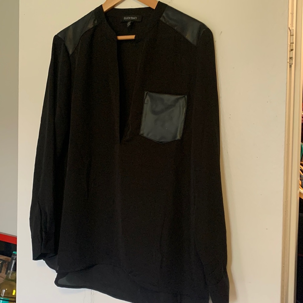 Ellen Tracy Chiffon Long Sleeve Blouse